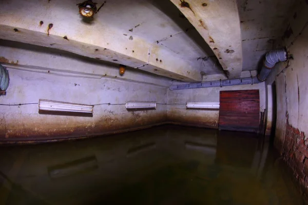 Rooms Abandoned Flooded Bomb Shelter — Stock Photo, Image