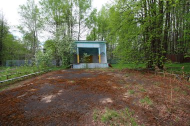 Terk edilmiş çocuk kampı binası ve bölgesi