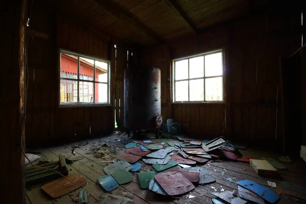 Construção Acampamento Infantil Abandonado Território — Fotografia de Stock