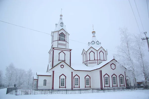 White Church Snow Winter — Stock Photo, Image