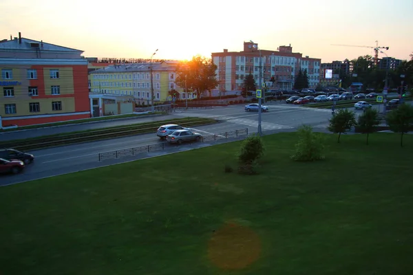 Strada Della Città Tramonto Sera — Foto Stock