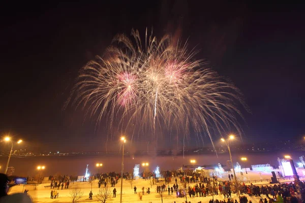 Feuerwerk Zum Stadtfest — Stockfoto