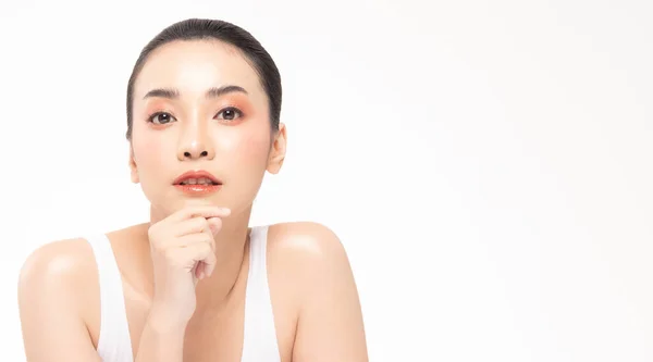 Beauté Asiatique Femmes Portrait Visage Avec Soin Peau Saine Peau — Photo