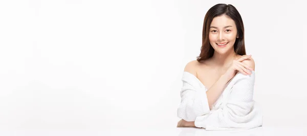 Bellezza Donne Asiatiche Ritratto Viso Con Cura Della Pelle Sana — Foto Stock