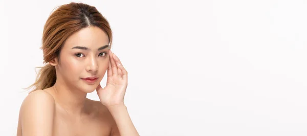 Bellezza Donne Asiatiche Ritratto Viso Con Cura Della Pelle Sana — Foto Stock