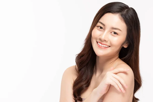 Beleza Asiática Mulheres Retrato Rosto Com Cuidados Com Pele Saudável — Fotografia de Stock