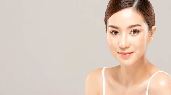 Belleza Mujeres Asiáticas Retrato Cara Con Cuidado Piel Saludable Piel — Foto de Stock