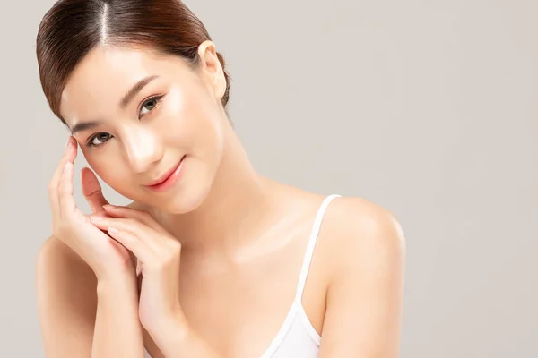 Beauté Asiatique Femmes Portrait Visage Avec Soin Peau Saine Peau — Photo