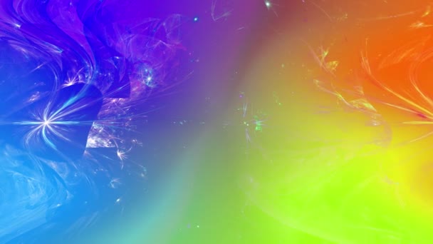 Couleur Arc Ciel Changeant Fond Fractal Abstrait Avec Des Fleurs — Video