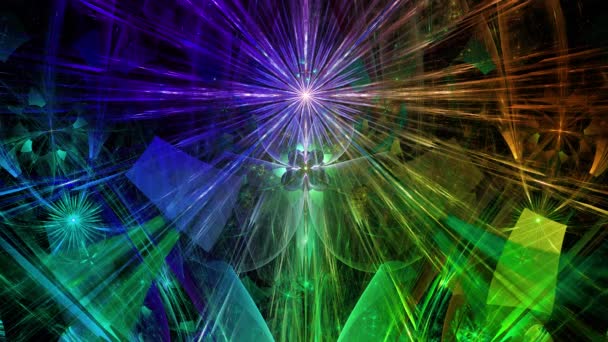 Arc-en-ciel couleur changeante abstraite fond fractal avec complexe interconnecté psychédélique fleurs de l'espace — Video