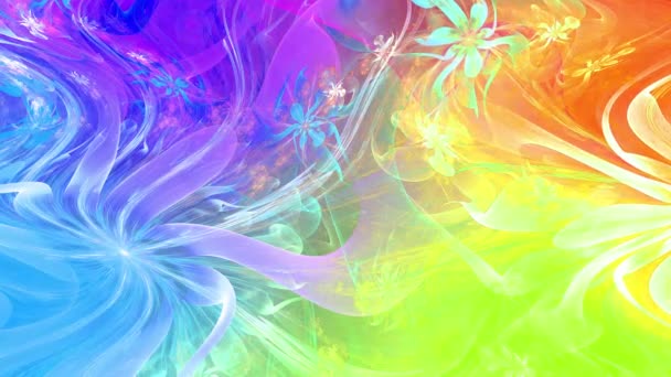 Couleur Arc Ciel Changeant Fond Fractal Abstrait Avec Des Fleurs — Video