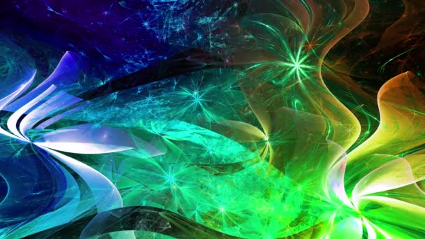 Психоделический Волнистый Волнистый Завораживающий Цвет Меняющий Абстрактный Фрактальный Фон Сложным — стоковое видео