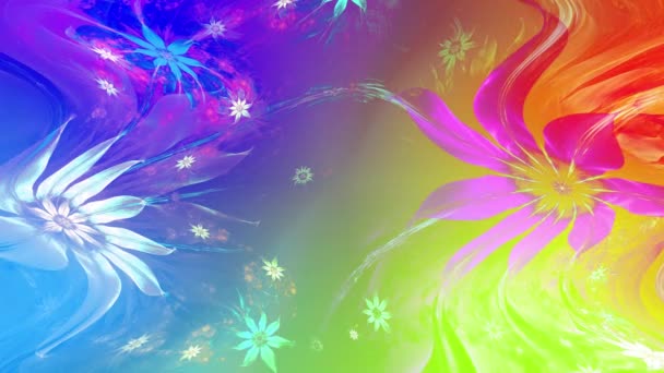 Couleur Arc Ciel Changeant Fond Fractal Abstrait Avec Des Fleurs — Video