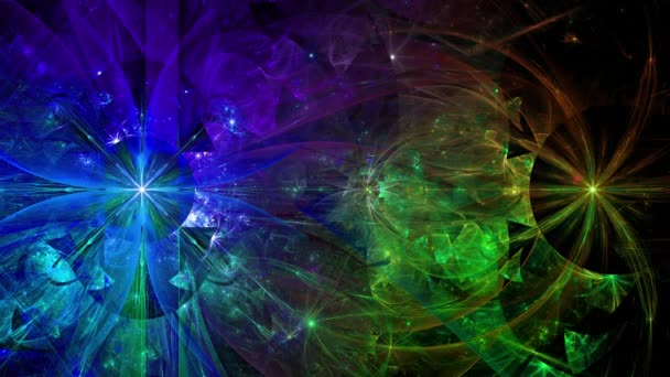 虹色の変化抽象的なフラクタルの背景と複雑な相互接続されたサイケデリックな空間の花 — ストック動画