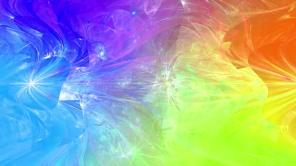 Rainbow Color Changing Abstract Fractal Background Intricate Interconnected Psychedelic Space — Stock Video