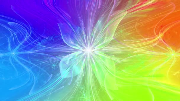 Rainbow Color Changing Abstract Fractal Background Intricate Interconnected Psychedelic Space — Stock Video