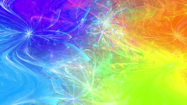 Rainbow Color Changing Abstract Fractal Background Intricate Interconnected Psychedelic Space — Stock Video