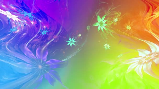 Rainbow Color Changing Abstract Fractal Background Intricate Interconnected Psychedelic Space — Stock Video