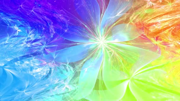 Радужный Цвет Меняющий Абстрактный Фрактальный Фон Сложными Взаимосвязанными Психоделическими Цветами — стоковое видео