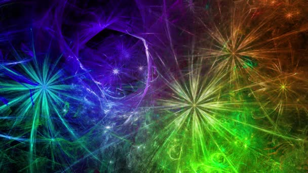 Arc-en-ciel couleur changeante abstraite fond fractal avec complexe interconnecté psychédélique fleurs de l'espace — Video