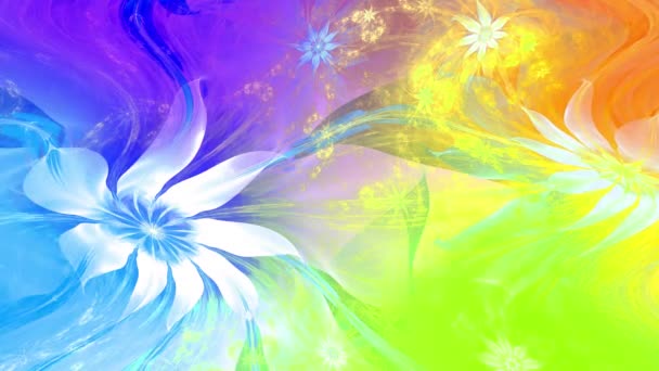 Couleur Arc Ciel Changeant Fond Fractal Abstrait Avec Des Fleurs — Video