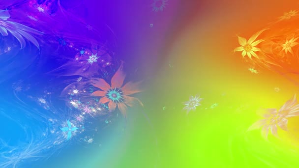 Couleur Arc Ciel Changeant Fond Fractal Abstrait Avec Des Fleurs — Video