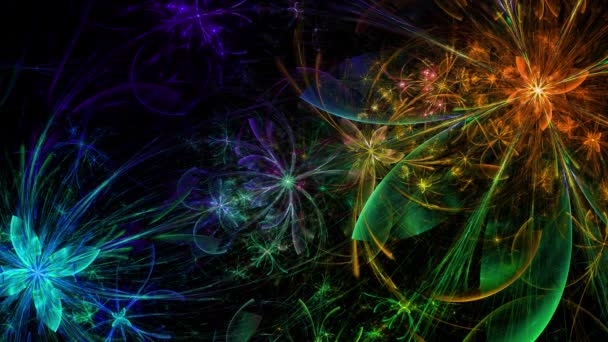 Rainbow kleur veranderende abstracte fractal achtergrond met ingewikkelde onderling verbonden psychedelische ruimte bloemen — Stockvideo