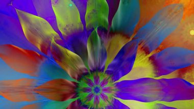 Gökkuşağı rengi soyut fraktal arkaplan ve birbirine bağlı karmaşık psikedelik uzay çiçekleri parlak renklerde