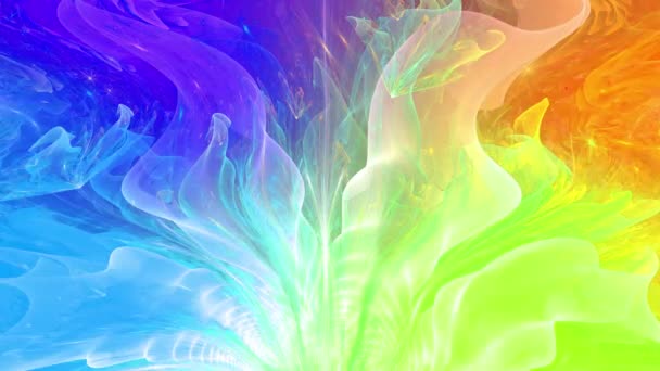 Colore Arcobaleno Cambiando Sfondo Frattale Astratto Con Intricati Fiori Interconnessi — Video Stock