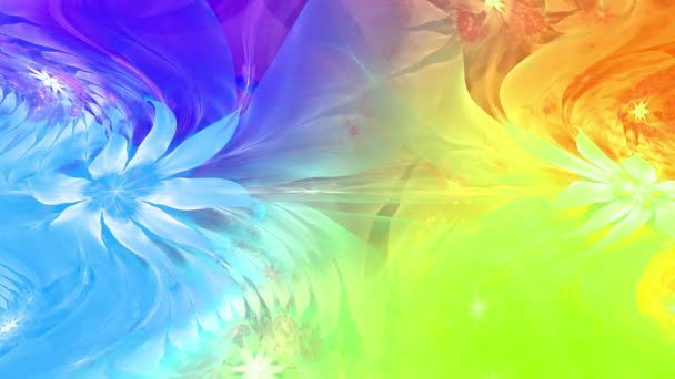 Couleur Arc Ciel Changeant Fond Fractal Abstrait Avec Des Fleurs — Video