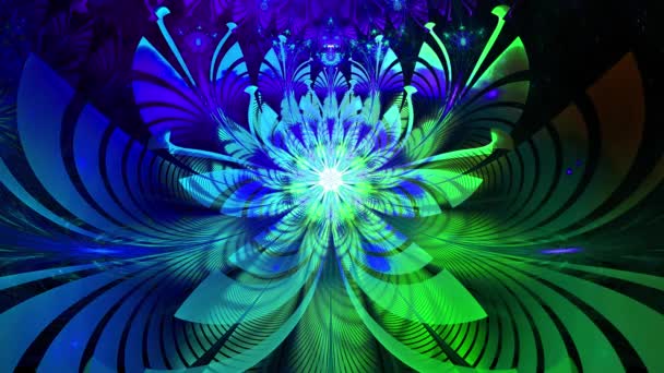 Rainbow kleur veranderende abstracte fractal achtergrond met ingewikkelde onderling verbonden psychedelische ruimte bloemen — Stockvideo