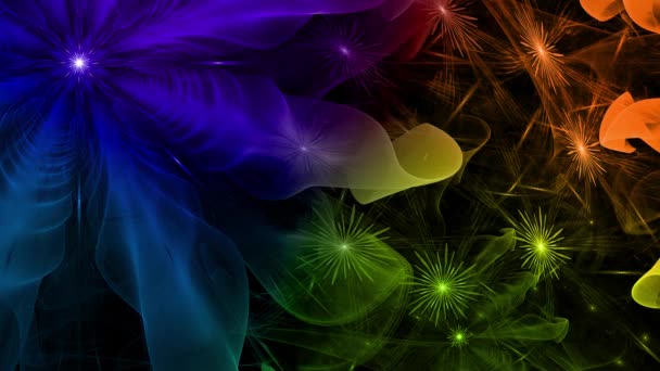 Rainbow Color Changing Abstract Fractal Background Intricate Interconnected Psychedelic Space — Stock Video