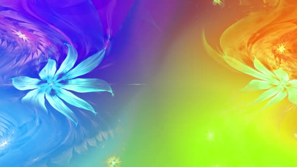 Colore Arcobaleno Cambiando Sfondo Frattale Astratto Con Intricati Fiori Interconnessi — Video Stock