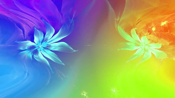 Tęczowy Kolor Zmieniający Abstrakcyjne Fraktalne Tło Skomplikowanymi Połączonymi Psychodelicznymi Kwiatami — Wideo stockowe