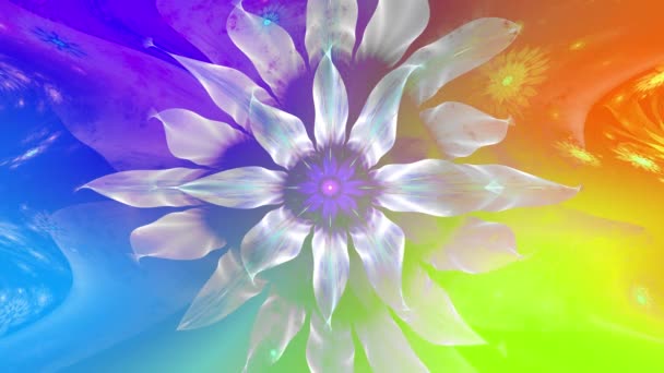 Colore Arcobaleno Cambiando Sfondo Frattale Astratto Con Intricati Fiori Interconnessi — Video Stock