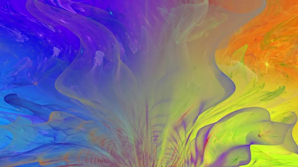 Couleur Arc Ciel Changeant Fond Fractal Abstrait Avec Des Fleurs — Video