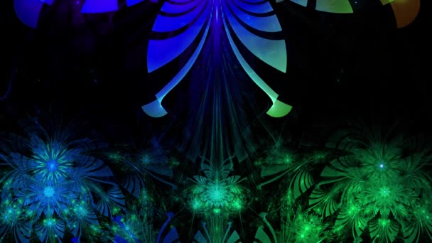 Rainbow kleur veranderende abstracte fractal achtergrond met ingewikkelde onderling verbonden psychedelische ruimte bloemen — Stockvideo