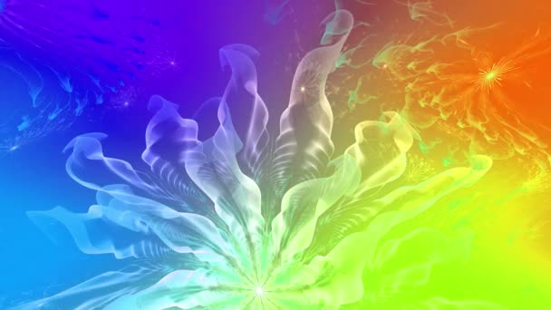 Colore Arcobaleno Cambiando Sfondo Frattale Astratto Con Intricati Fiori Interconnessi — Video Stock