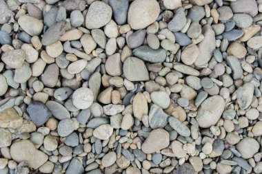 Çakılların arka planı. Rocky nehir kıyısı. Kayalık kıyıların dokusu. Bir yazı için arkaplan.