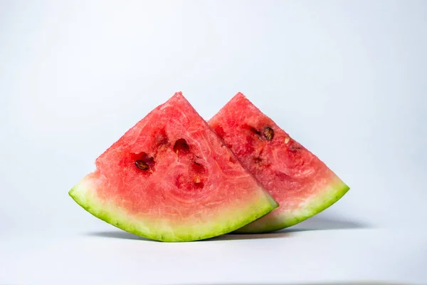 Watermelon White Background Cut Slice Watermelon Red Ripe Watermelon — Stock Photo, Image