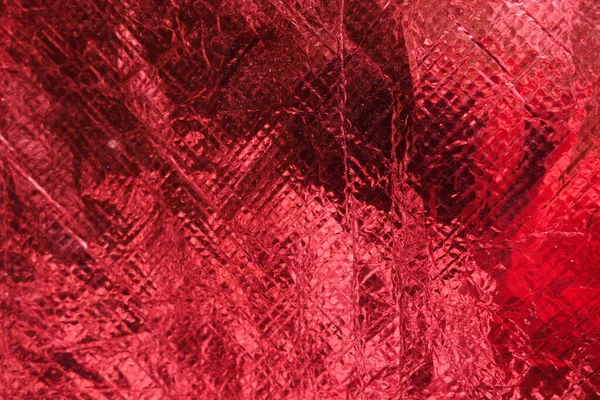 Plastica Increspata Tessuto Film Polietilene Rosso — Foto Stock