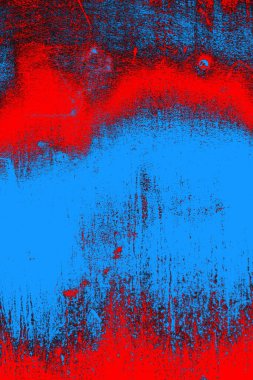 Kırmızı ve mavi renkli grungy duvar, desenli arka plan