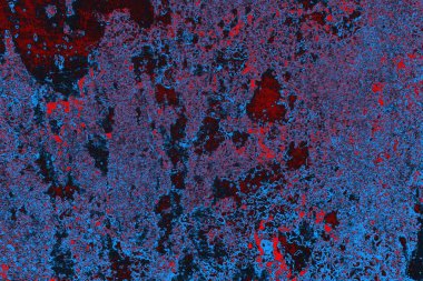 Kırmızı ve mavi renkli grungy duvar, desenli arka plan