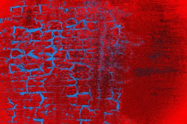 Kırmızı ve mavi renkli grungy duvar, desenli arka plan