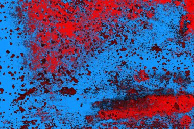 Kırmızı ve mavi renkli grungy duvar, desenli arka plan