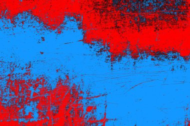 Kırmızı ve mavi renkli grungy duvar, desenli arka plan