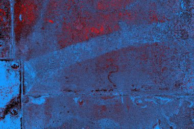 Kırmızı ve mavi renkli grungy duvar, desenli arka plan