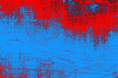 Kırmızı ve mavi renkli grungy duvar, desenli arka plan