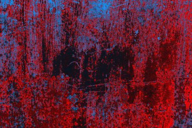 Kırmızı ve mavi renkli grungy duvar, desenli arka plan