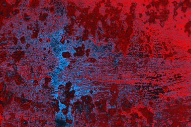 Kırmızı ve mavi renkli grungy duvar, desenli arka plan